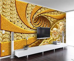 Customized 3D waterproof wallpaper mural European luxury diamond flower TV living room decoration wall mural papel