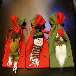 christmas bags for kids Canada - Christmas Decorations Cute Santa Claus Snowman Elk Small Tote Bag Apple Gift For Kids Candy Bags Year Party Merry Decoration
