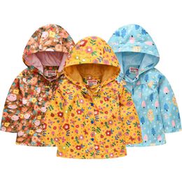 Spring Hoodies Rain Jackets For Girls Cartoon Flower Casual Kids Hooded Sweatshirt Birthday Gift Toddler Children Clothes J220718