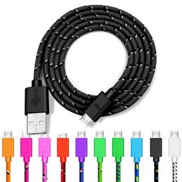 Colour Braided Data Cable 1M 2M 3M Usb Extension Cables For Samsung Huawei Xiaomi HTC Oppo Vivo Realme Android Phone USB Micro