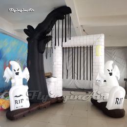 Horrible Outdoor Inflatable Ghost Grave Arch Halloween Arched Door For Entrance Decoration