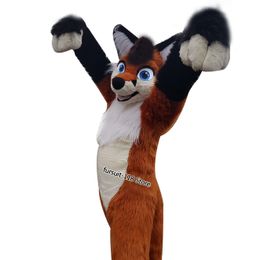 Fursuit Long-haired Husky Dog Fox Wolf Mascot Costume Fur Adult Cartoon Character Halloween Party Cartoon Set #078