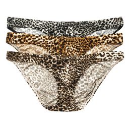Underpants Sexy Men Briefs Leopard Printed Thin Breathable Underwear U Convex Pouch Guy For Gay