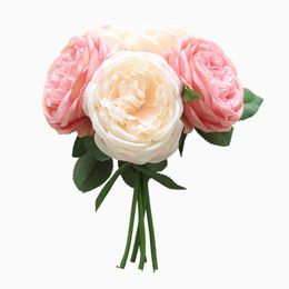 Decorative Flowers & Wreaths Artificial Flower 5 Heads Peony Bunch Fashion Wedding Home Decoration Fake DIY Bridal Bouquet Party DecorDecora