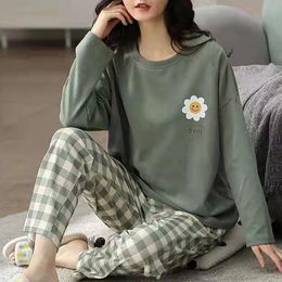 Women's Sleepwear Wholesale Women Pajamas Sets Spring Autumn Thin Carton Generation Long Suit Home Gift Ladies Pyjamas Set