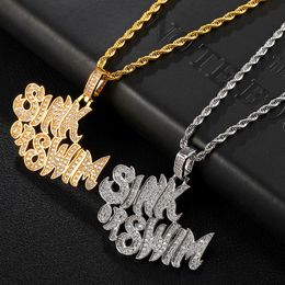 Chains Hip Hop Jewellery English Letter Statement Women Men Zirconia Sotne Necklace Pendant Punk Style Gold Silver Colour Chain NecklaceChains