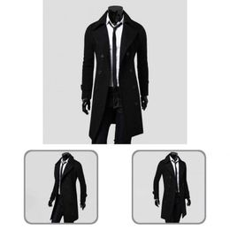 Men's Jackets Men Jacket Simple Autumn Winter Double-breasted Windproof Thick For Business Coat Long Trench CoatMen's