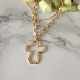 wholesale crucifix pendants Australia - Sunglasses Pendant Necklaces Simple Fashion Cross Chain Necklace For Women Men Luxury Ladies Gold Jewelry Crucifix Christian Ornament Gifts