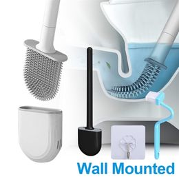Flexible Silicone Toilet Brush Breathable Toilet Bowl Cleaner Brush with Quick Drying Holder Wall Mounted for Bathroom Cleaning 220815