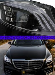 Auto head lights For W205 Headlight assembly 2014-20 C200 C260 C300 full LED lens Headlights turn signal running light