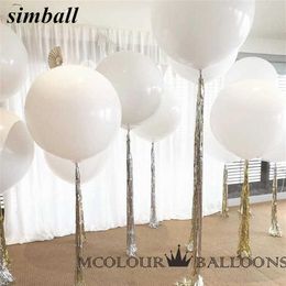 big air balls Canada - 10pcs 36 Inch 90cm Big White Balloon Latex Balloons Wedding Decoration Inflatable Helium Air Balls Happy Birthday Party Balloons S200t