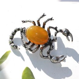 Pins Brooches Farlena Jewellery Semi-precious Stone Insect Brooch Men Scorpion Badge Vintage Opal For Women Clothing Accessories Seau22