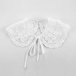 Bow Ties Women Girls Lace Fake False Collar Sweater Decorative Floral Embroidery Detachable Collars Female Blouse Dress ShawlBow