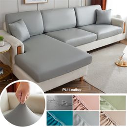 Leather Sofa Seat Cushion Cover Waterproof Chair Stretch Washable Dustproof Removable Slipcover 1 2 3 4Seat Protector 220615