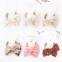 Hair Accessories 2Pcs/Set Baby Girl Elastic Bands Dot Print Bows Kids Ring Rubber Children Ponytail Holder