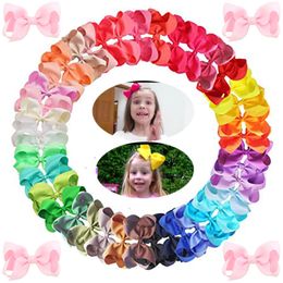 100Pcs 3 Inches Grosgrain Ribbon Bows Hair Clips For Toddler Girls Solid Colors Alligator clip Baby Kids Teens hair Barrettes Accessories