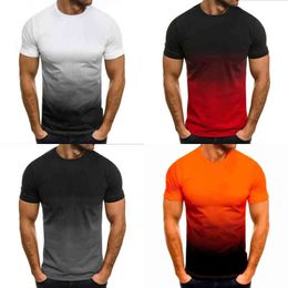 2022 Summer Fashion Men's Gradient Short Sleeve Round Neck T-Shirt Comfortable Unique Fashion Solid Colour Simple Design Y220606
