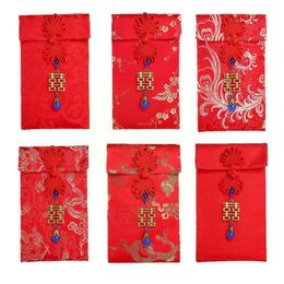 Confezione regalo Stile cinese Sacchetto di denaro fortunato Panno Floreale Busta rossa Tasca Anno Pacchetto per busta Festival di primavera E0k2Gift