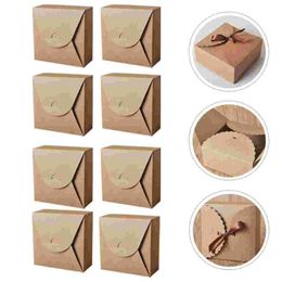 Gift Wrap 10Pcs Cake Box Festival Holiday Kraft Paper 18X18x8CM With Ribbons Xmas Christmas Candy Container Treat BoxGift