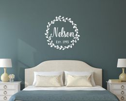 Wall Stickers Custom Year Poster Home Decoration Art Branch Circle Pattern Decals Customized Family Name StickerWall StickersWall