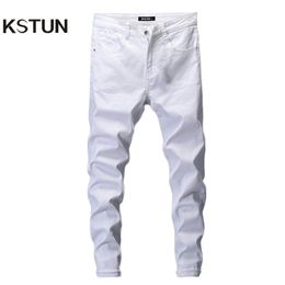 Skinny Jeans Männer Solid White Herren Jeans Marke Stretch Casual Männer Mode Denim Hosen Casual Yong Boy Studenten Hosen Größe 42 LJ200903