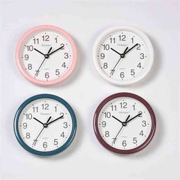 Nordic Simple Round White Clocks Frame Multiple Colour Red Wine Wandklok Clock for Wall Decor Living Room Kitchen Popular Gift G220422