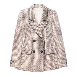 T218 feminino traje blazers marca maré marca de alta qualidade designer de moda retro tweed série de terno jaqueta de palhetas duplas slim plus size