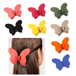 Fashion Large Frosted Butterfly Shapes Acrylic Solid Colour Hairpin Bath Hair Claw for Women Girl Hair Accessories Headdress