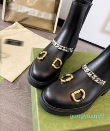 2022 new fashion autumn winter short boots ladies leather shoes high quality designer brand snow boots metal logo top quality