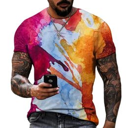 Men's T-Shirts European Graffiti Style Short Sleeve Round Neck T-shirt Fashion Casual Brand Clothing Good Quality Plus Size S-5XL