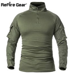 ReFire Gear Men Army Tactical T shirt SWAT Soldiers Military Combat T-Shirt Long Sleeve Camouflage Shirts Paintball T Shirts 5XL 220513