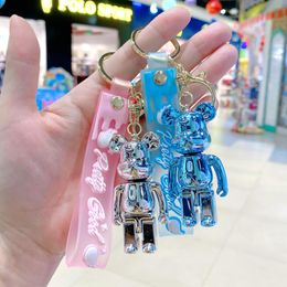 glitter crystal bear keyring acrylic key fob backpack pendant couples women men boyfriend friend keychains valentines day gift