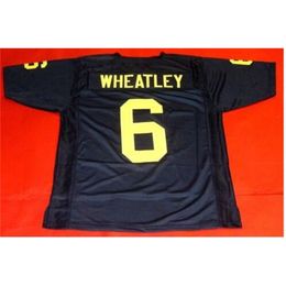 Mit Custom Men Youth women Vintage #6 TYRONE WHEATLEY CUSTOM MICHIGAN WOLVERINES Football Jersey size s-4XL or custom any name or number jersey