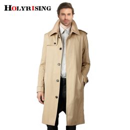 Holyrising Trench Coat Men Casual Masculino Overcoat Slim Long Greatcoat Single Button Windbreak Comfortable Size S-9XL 18360-5 201127