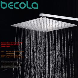 BECOLA high quality 8 inch 10 Inch 12 inch bathroom rain shower head Stainless Steel rain shower head and shower arm 201105