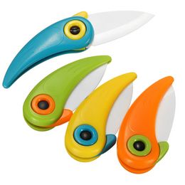 Mini Bird Cut Slice Picnic Lunch Fruit Cutlery Pocket Pare Peel bag box Vegetable Kitchen Blade Ceramic Fold Knife Cutter F0719