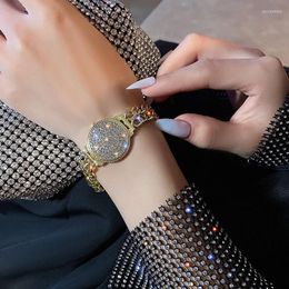 Charm Bracelets Women Bracelet Cool Style Luxury Elegant Inlaid Rhinestone Double Chain Watch Shape Bangles Fashion JewelryCharm Lars22