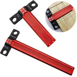 6/12Inch Woodworking Scribe Ruler Aluminum Alloy T-type Square Ruler Drawing Marking Gauge Carpenter Measuring Tool Dropshipping