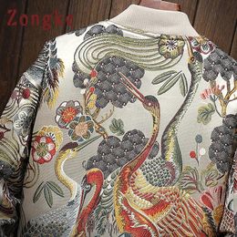 Zongke Japanese Embroidery Mens Jacket Coat Man Hip Hop Streetwear Men Jacket Coat Bomber Clothes 2019 Sping New