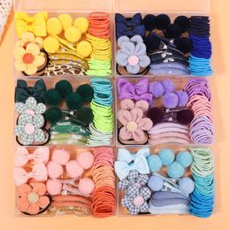 2022 62Pcs Cute Kids Hair Accessories Set Girl Cartoon Hair Clip Headwear Bow Flower Rubber Band Hairpin Hair Ring Elastic Headdress