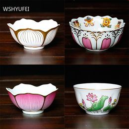 Decorative Objects & Figurines Buddha Hall Ceramics Lotus Worship Bowl Ornaments Home Creativity Snack Storage Traditional Buddhist Sacrific