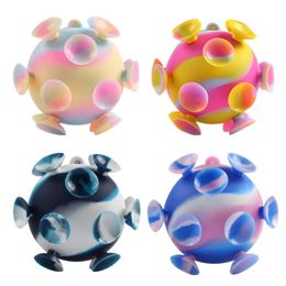 UPS Grip strength sucker ball decompression pinch toy party Favour squeeze fidget toys push bubble 3D silicone tie dye Fascial ball fast