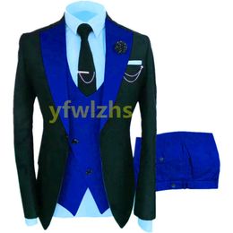 Custom-made One Button Groomsmen Notch Lapel Men Suits Groom Tuxedos Wedding/Prom/Dinner Man Blazer(Jacket+Pants+Tie+Vest) M16