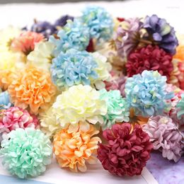 Decorative Flowers & Wreaths Crafts Artificial Silk Pompom Carnation Peony Fake Head Hydrangea Wedding Home DIY Scrapbooking Party Birthday