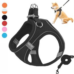 Dog Collars & Leashes Pet Harness And Leash Set Reflective Breathable Adjustable Comfort Puppy Outdoors Travel SuppliesDog