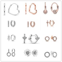 New Fashion 925 Silver Earring Asymmetrical Feather Heart Hoop Earrings for Women Jewelry Gift For Girlfriend Wife