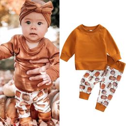 Clothing Sets Fashion Toddler Baby Boys Girl Fall Clothes Set Kids Sweatshirt Pumpkin Printed Pants 2Pcs Suits OutfitsClothing