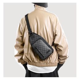 Fashion Man Messenger Bags Plaid Men Bags Shoulder Crossbody PU Leather Sling Bag For Male Black Single Women Backpack for girls b2236