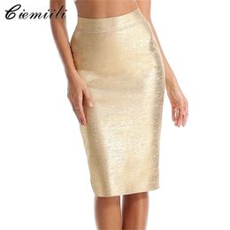 CIEMIILI Pencil Skirts Women Harajuku Saia Mid-calf Bodycon Sexy Bandage Summer Clothes High Waist Evening Party Skirts 210331