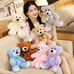 Pc Cm Kawaii Colourful Teddy Bear Plush Toy Beautiful Bears With Bow Filled Soft Animals Doll For Children Sleep Sussen Gifts J220704